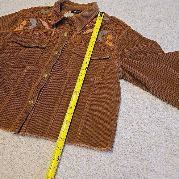 Blue B Women's Shacket Jacket Corduroy W/Sherpa Top Brown Rough Hem Sz L‎ Button - Picture 14 of 16
